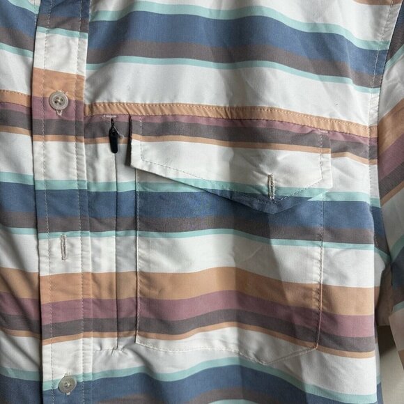 LL Bean Button Up Short Sleeve Shirt Mens XL Mulitcolor Striped Fishing Outdoor - Picture 5 of 12